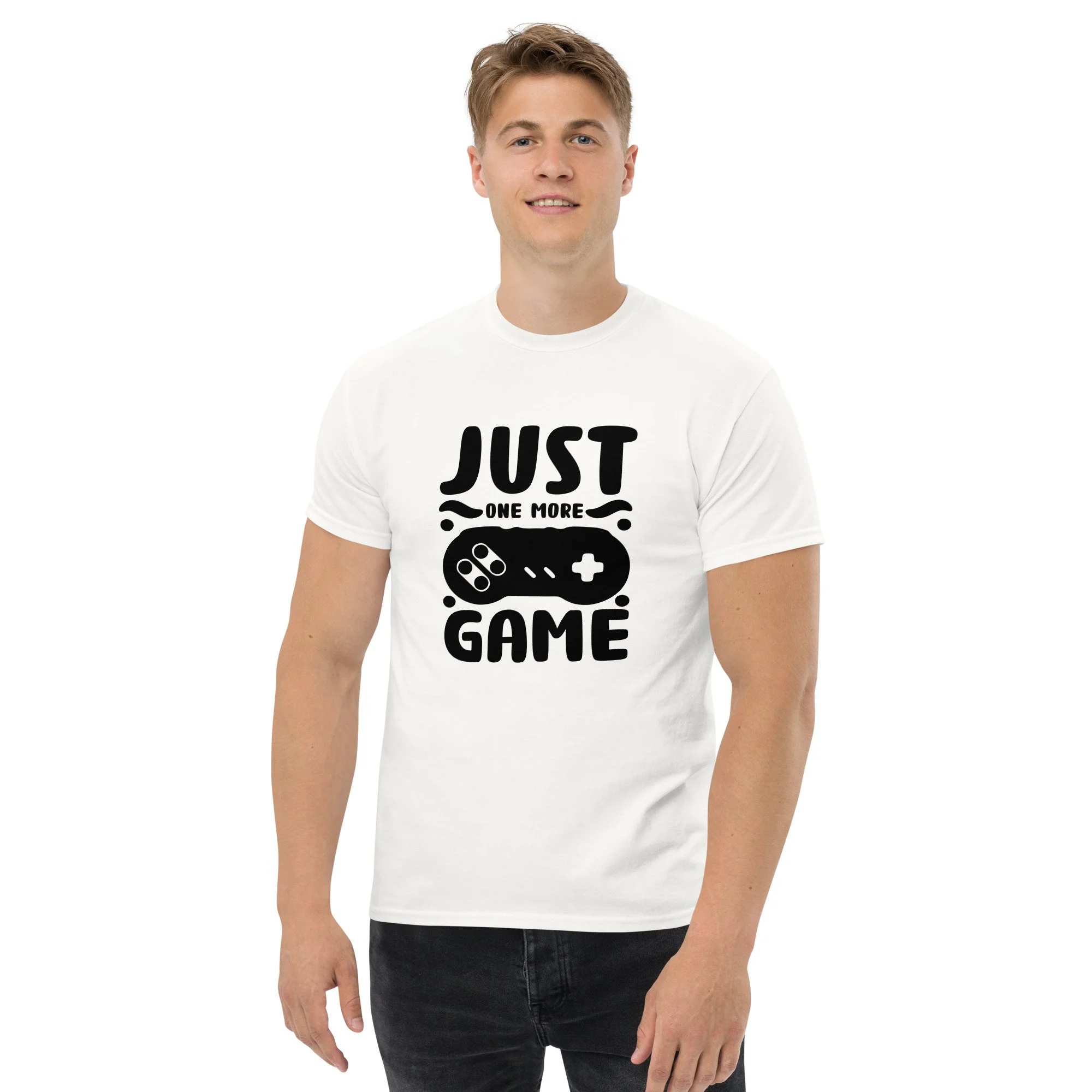T-shirt Clássica Unissexo "JUST ONE MORE GAME" MT Gaming – Corte Estruturado e Estilo Urbano