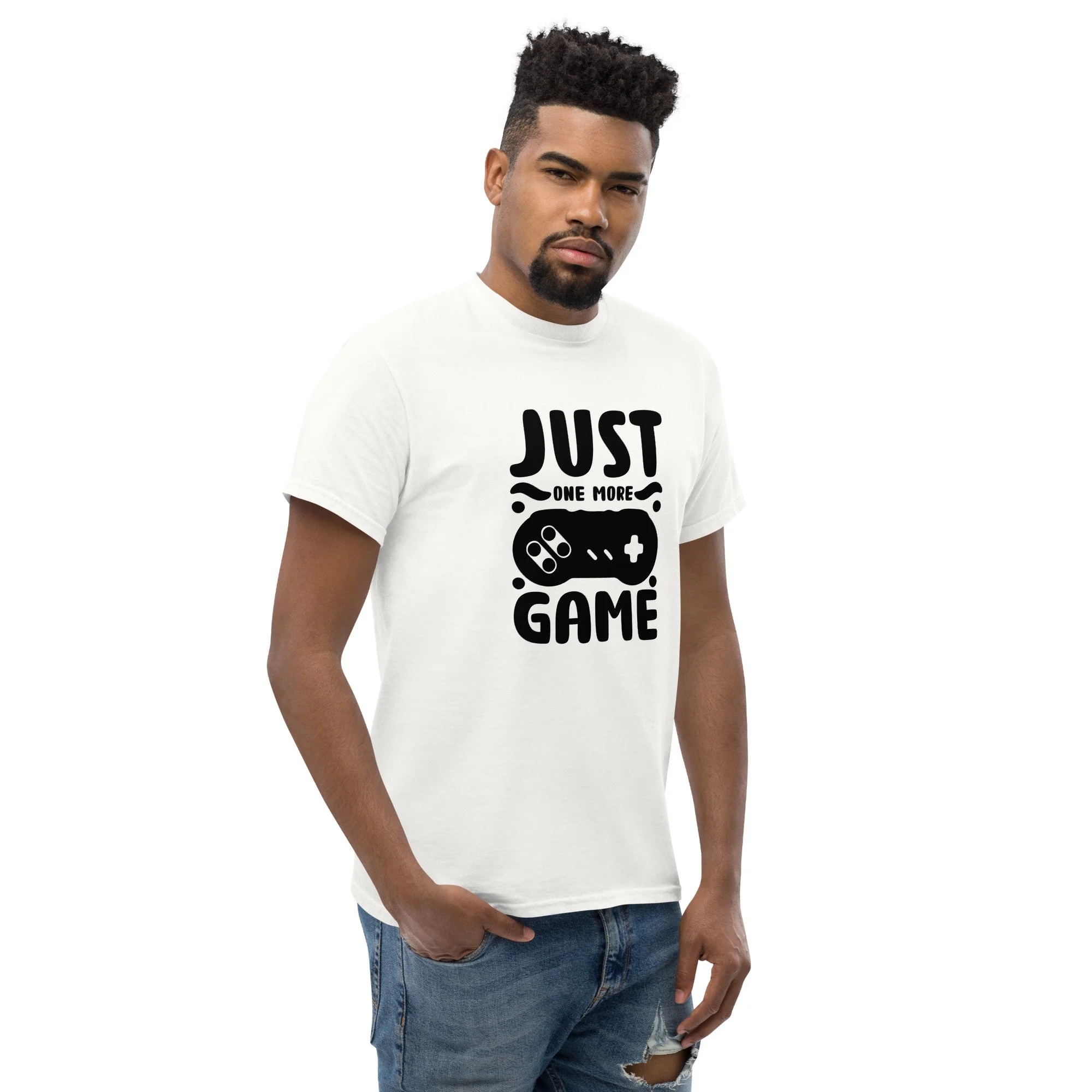 T-shirt Clássica Unissexo "JUST ONE MORE GAME" MT Gaming – Corte Estruturado e Estilo Urbano
