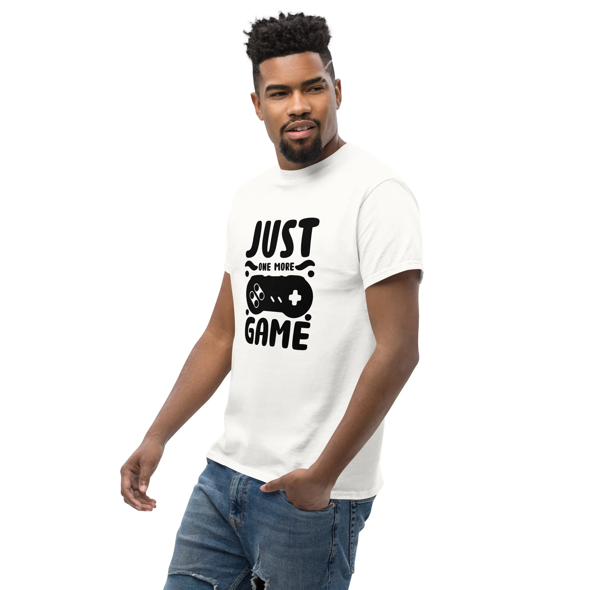 T-shirt Clássica Unissexo "JUST ONE MORE GAME" MT Gaming – Corte Estruturado e Estilo Urbano
