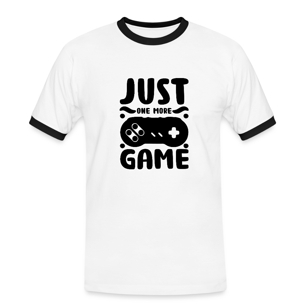 T-shirt Ringer "JUST ONE MORE GAME" MT Gaming – Manga e Gola em Contraste, Estilo Desportivo