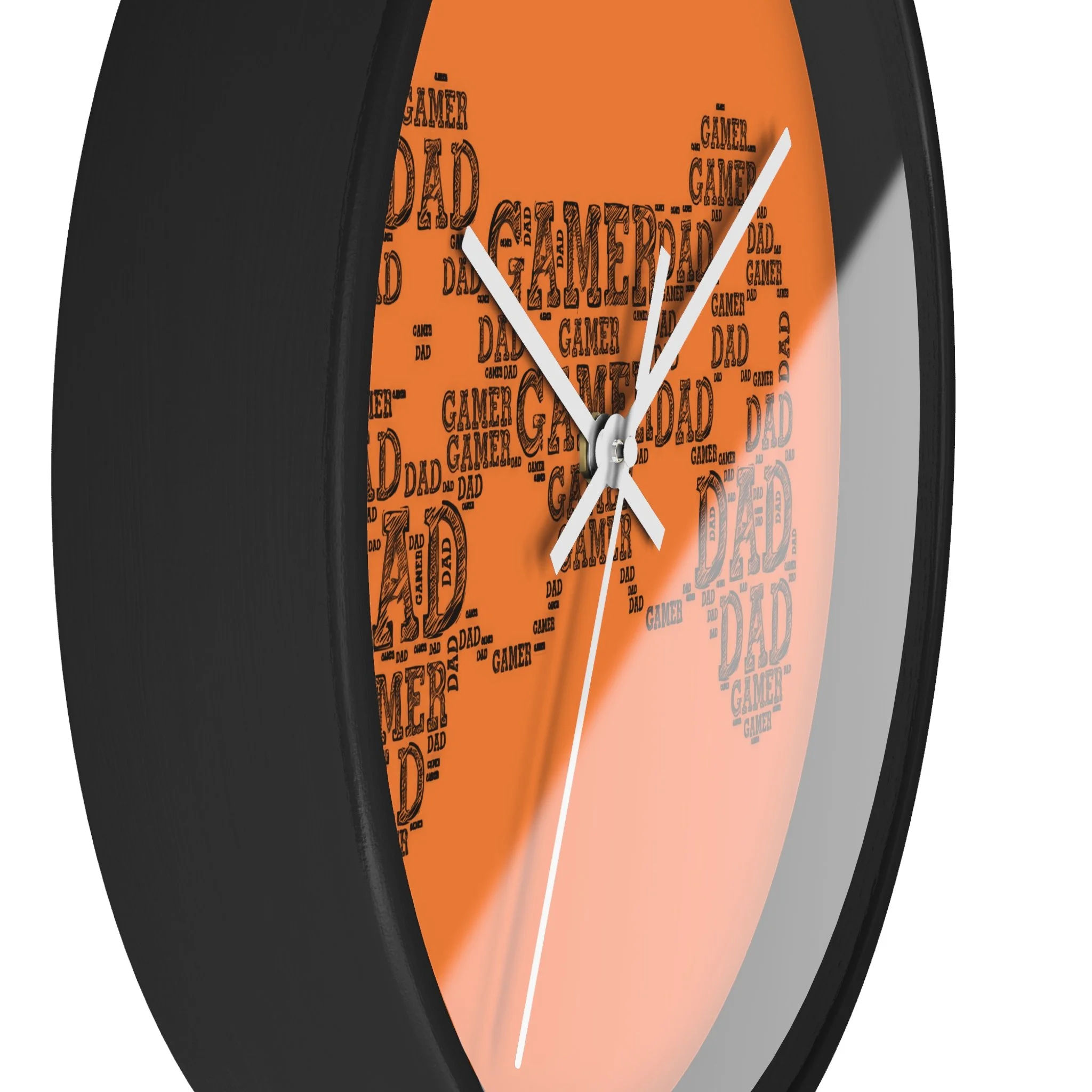 Relógio de Parede Gamer Dad – Nuvem de Palavras em Laranja, Presente para Pai Gamer