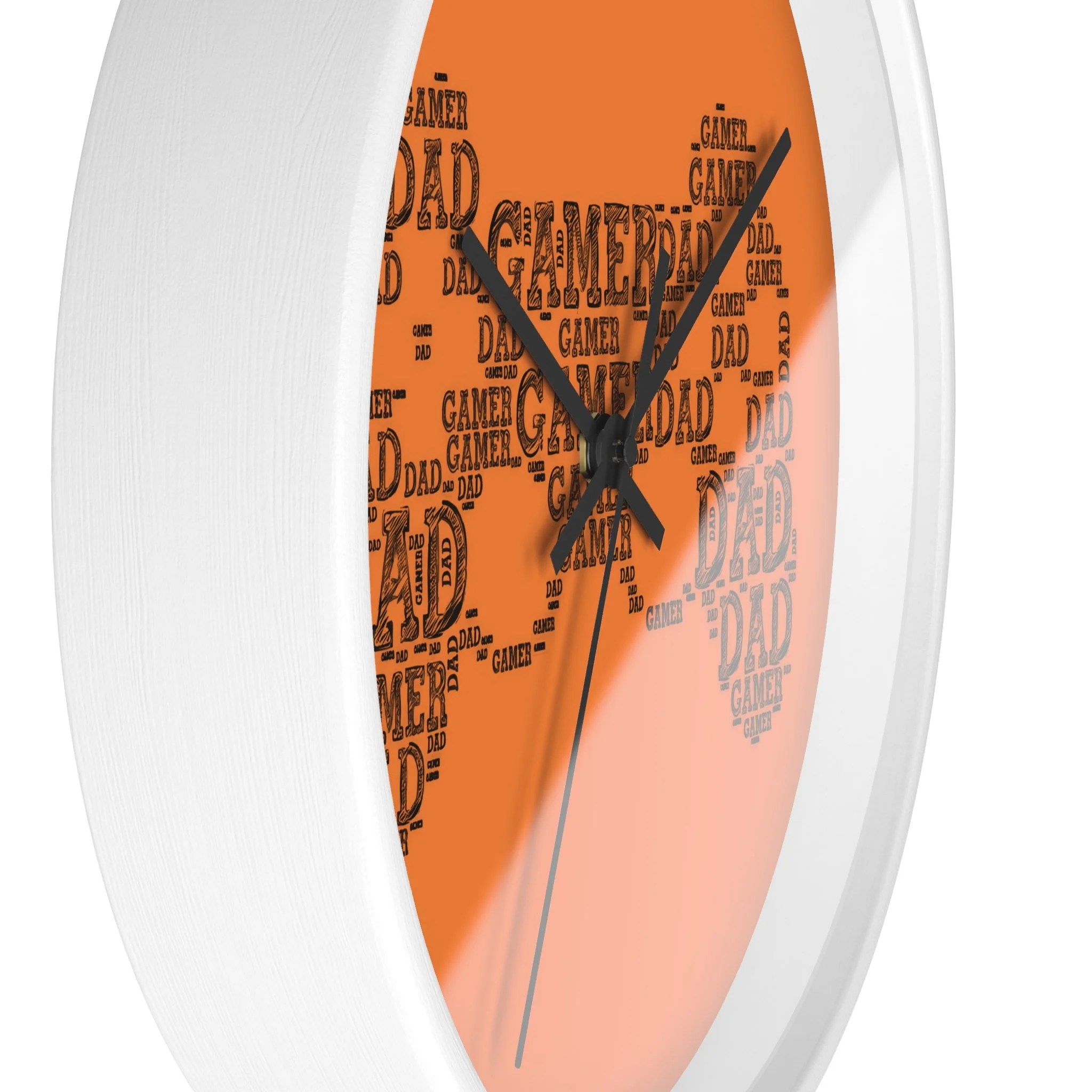 Relógio de Parede Gamer Dad – Nuvem de Palavras em Laranja, Presente para Pai Gamer