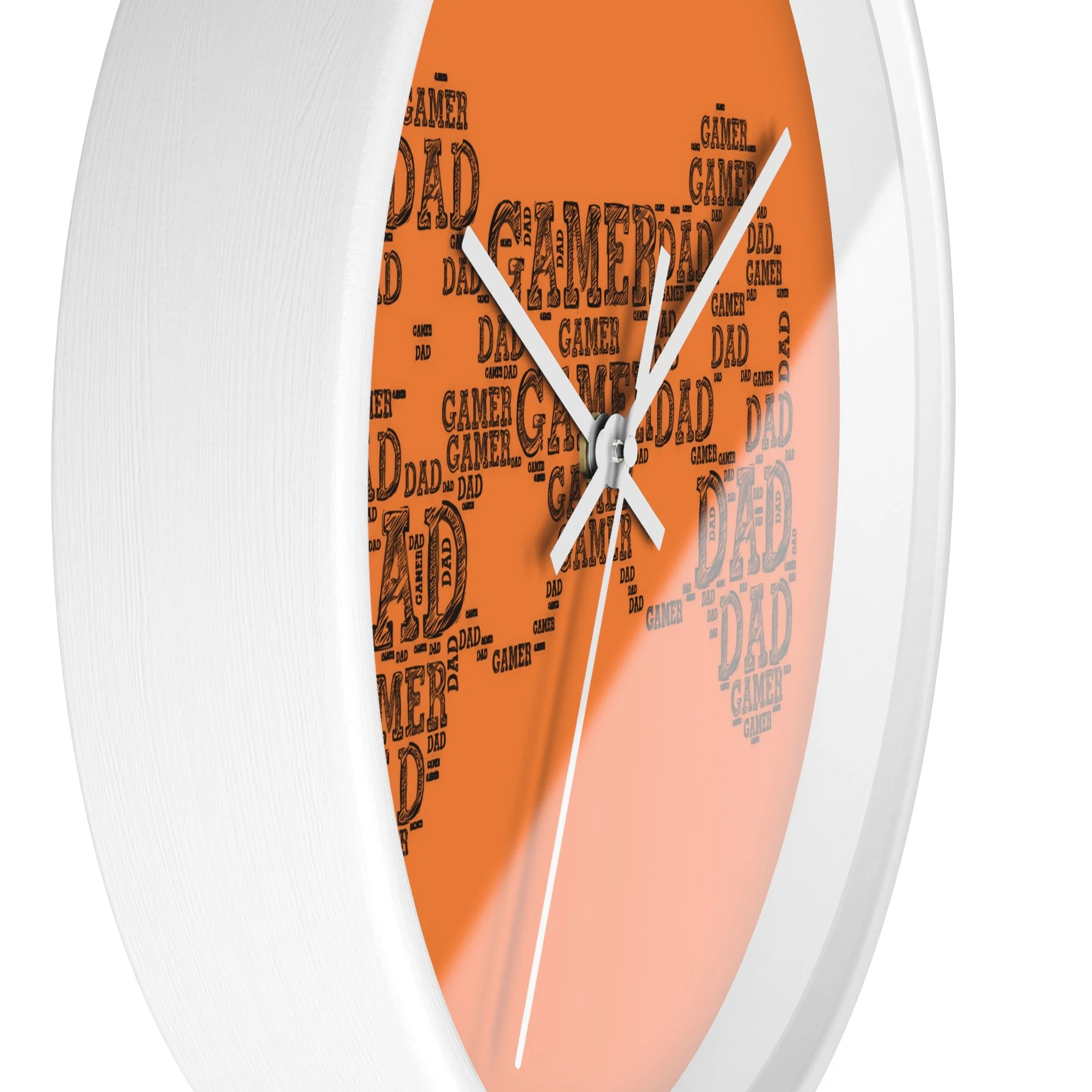 Relógio de Parede Gamer Dad – Nuvem de Palavras em Laranja, Presente para Pai Gamer