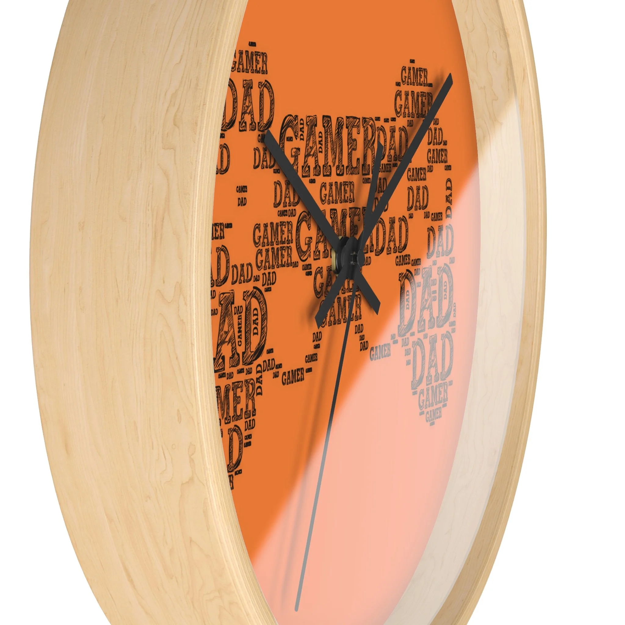 Relógio de Parede Gamer Dad – Nuvem de Palavras em Laranja, Presente para Pai Gamer