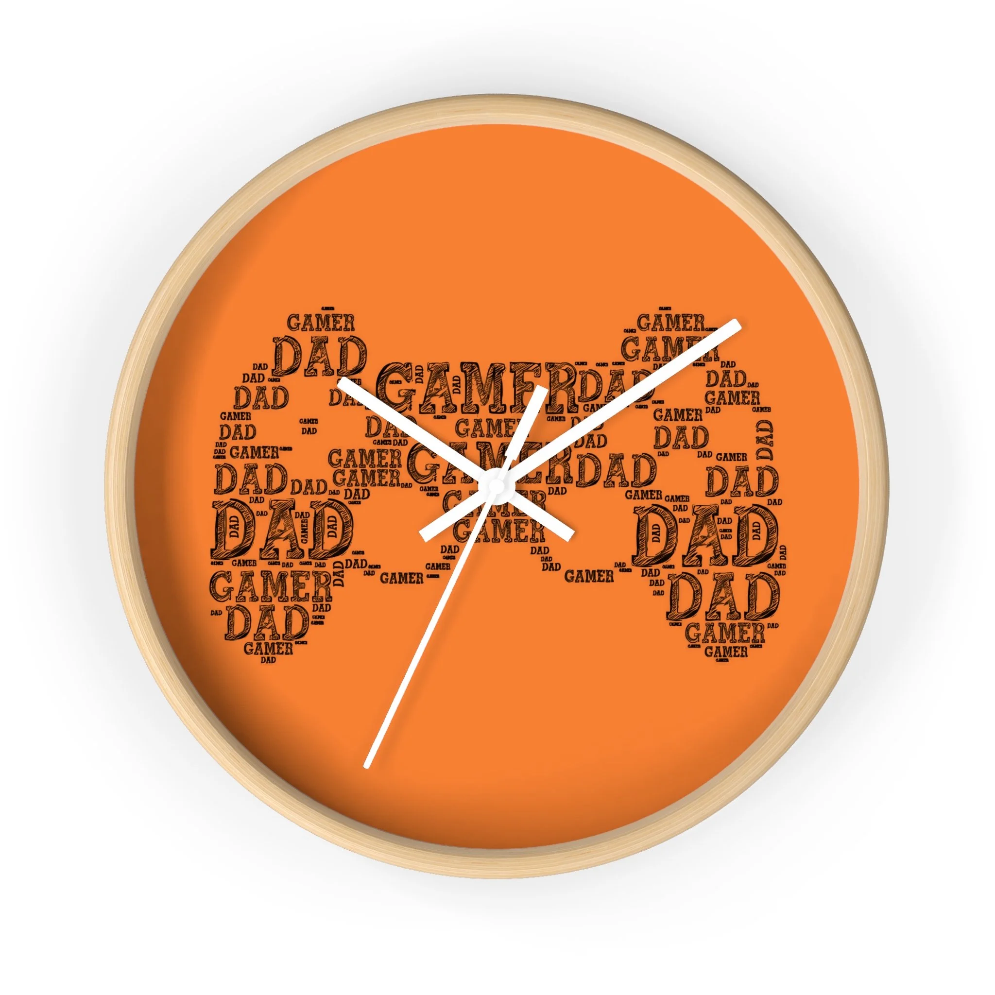 Relógio de Parede Gamer Dad – Nuvem de Palavras em Laranja, Presente para Pai Gamer