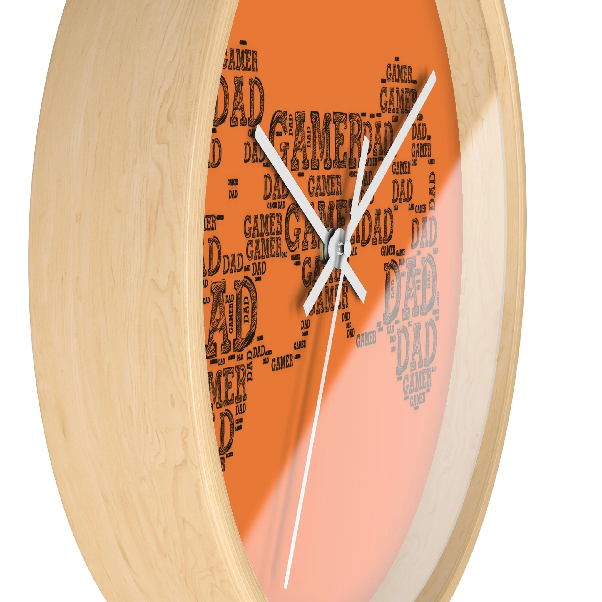Relógio de Parede Gamer Dad – Nuvem de Palavras em Laranja, Presente para Pai Gamer