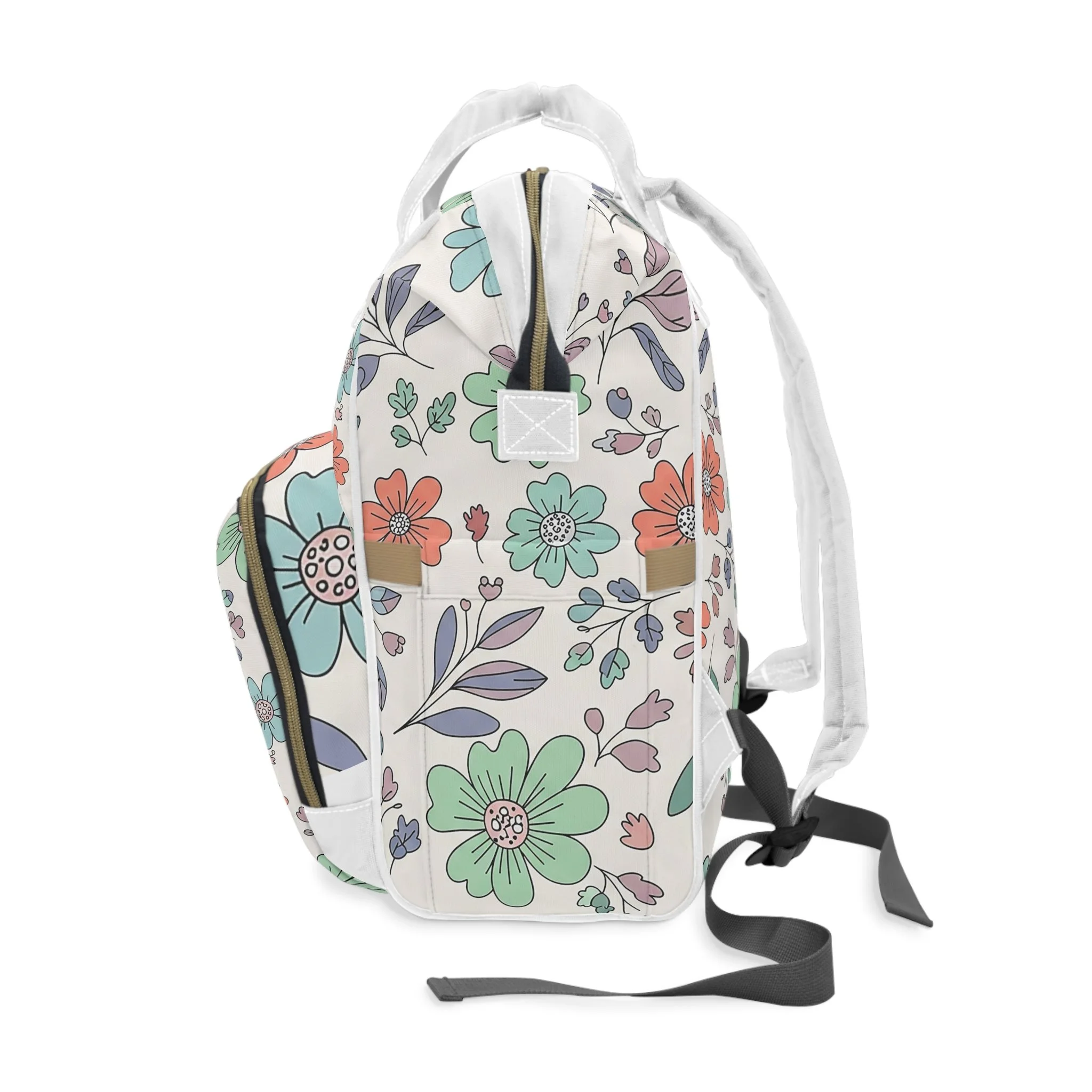 Mochila de Fraldas Floral – Multifuncional, Prática e Cheia de Estilo para Pais