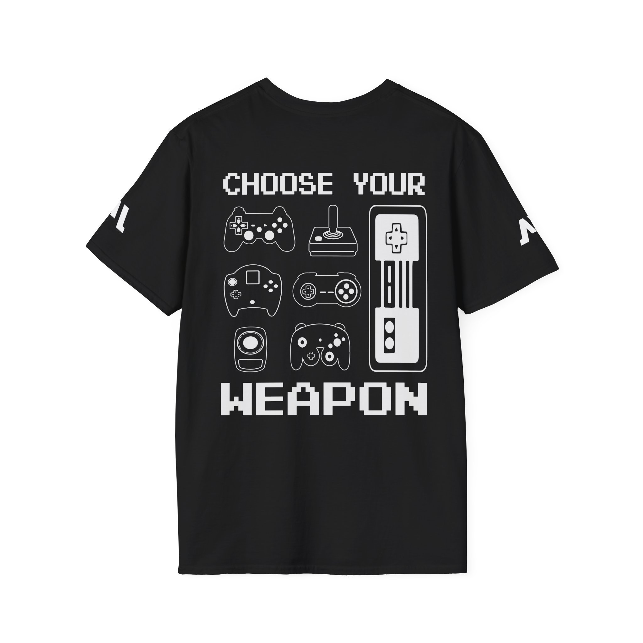 T-shirt Gaming "Choose Your Weapon" – Design Retro de Comandos, Confortável e Estilosa