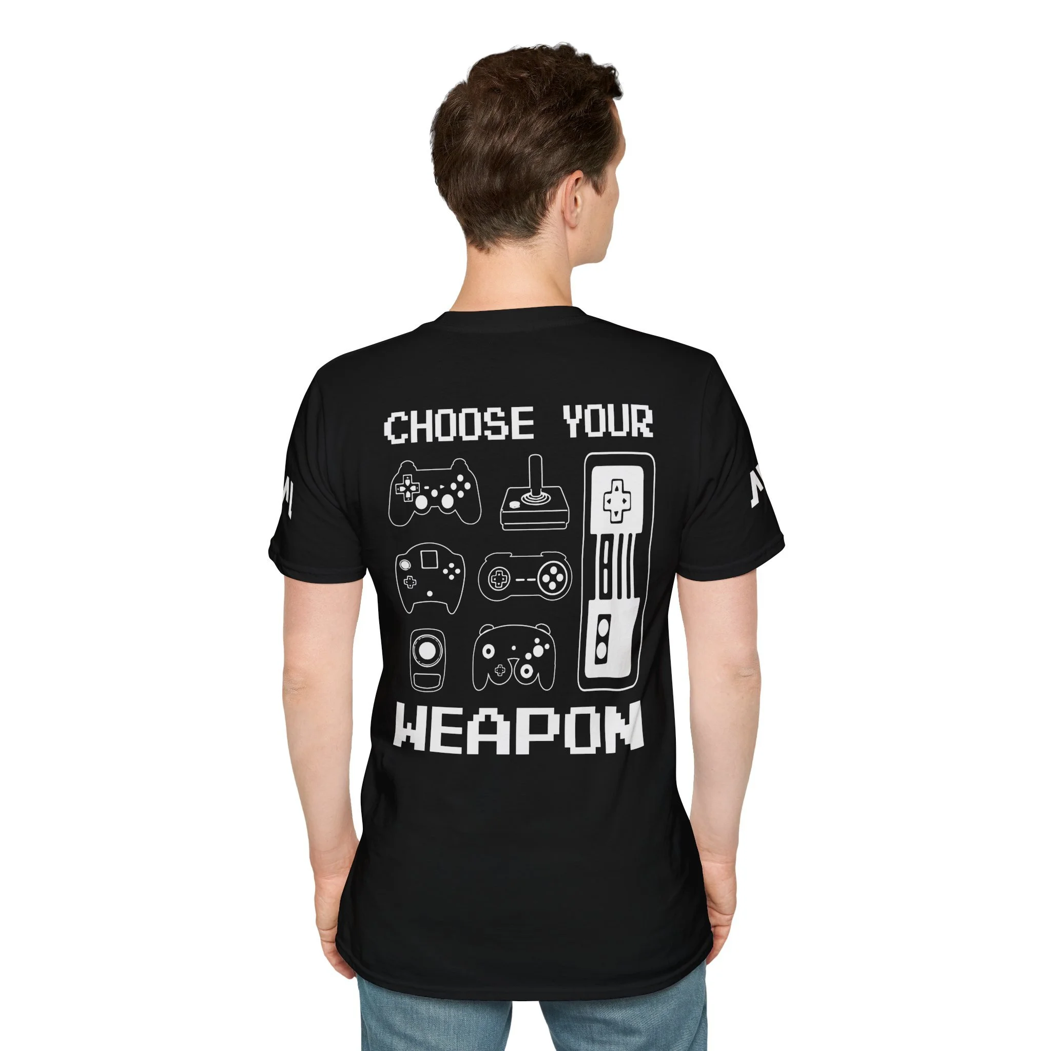 T-shirt Gaming "Choose Your Weapon" – Design Retro de Comandos, Confortável e Estilosa