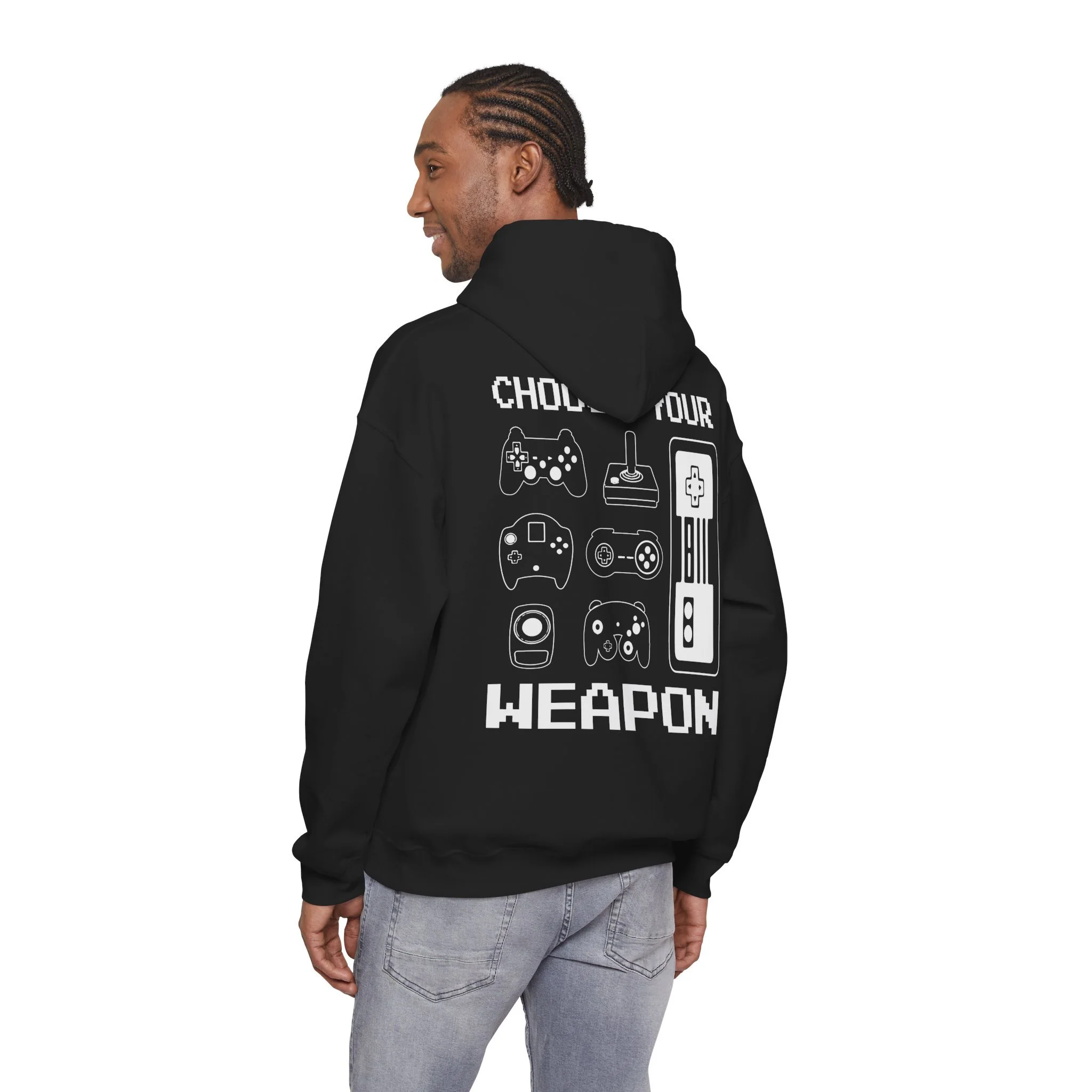Hoodie Gamer "Choose Your Weapon" – Design Retro de Comandos, Conforto e Estilo