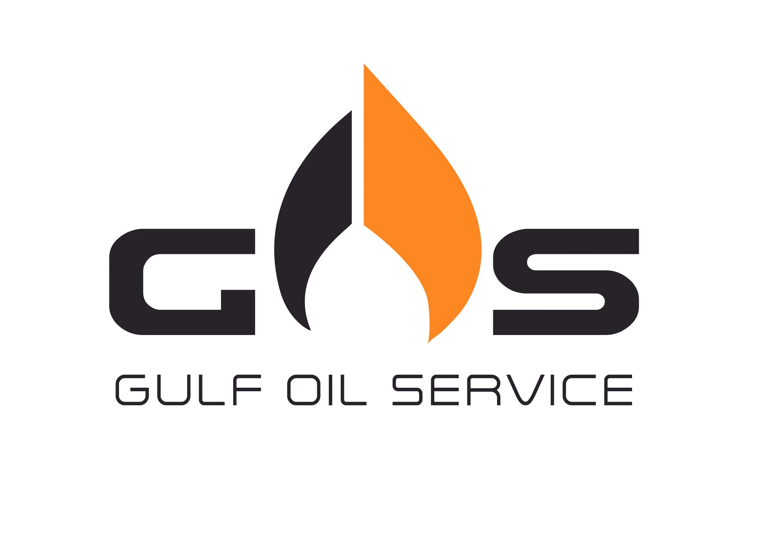 Gulf Oil Service logo with a flame design in black, orange, and white colors, and the text 'GULF OIL SERVICE' below.