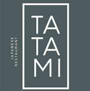 Logo for Tatami Japanese Restaurant with a gray background and white text