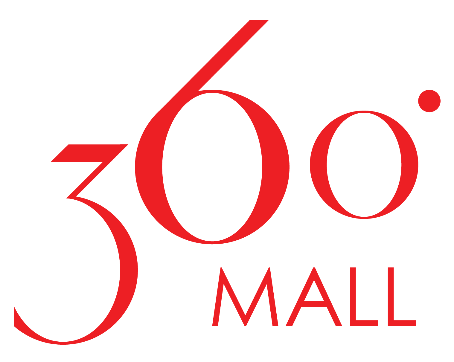 Logo for 360 Mall with large red numbers '360' and smaller red text 'MALL' on a black background.