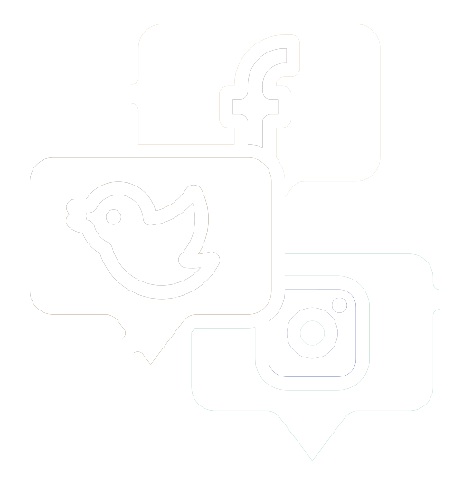 Icons representing social media platforms Facebook, Twitter, and Instagram.