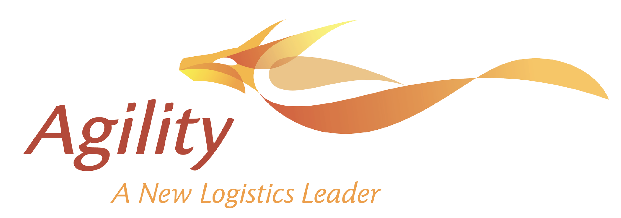 Logo with stylized bird in shades of gold, orange, and brown. Text reads 'Agility A New Logistics Leader'.