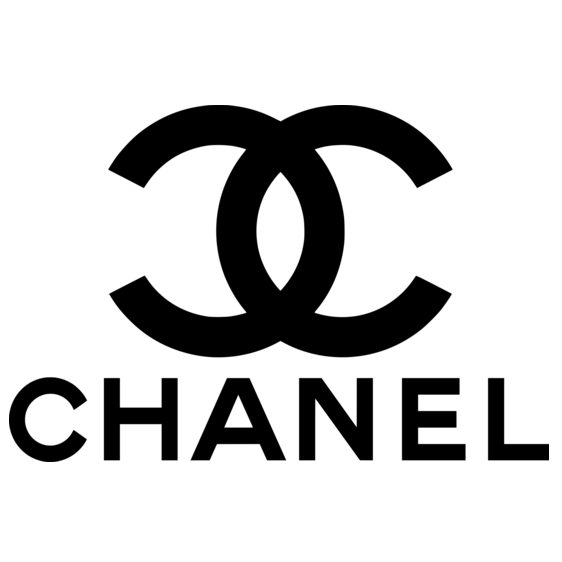 Black and white Chanel logo with two interlocking Cs and the word 'CHANEL' underneath.