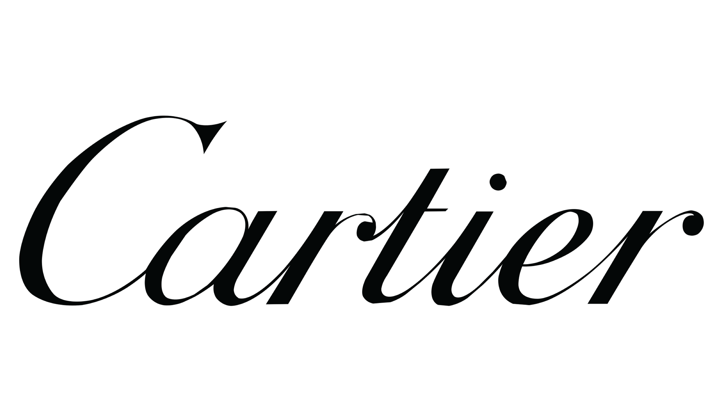 Bold black Cartier logo in cursive font on white background.