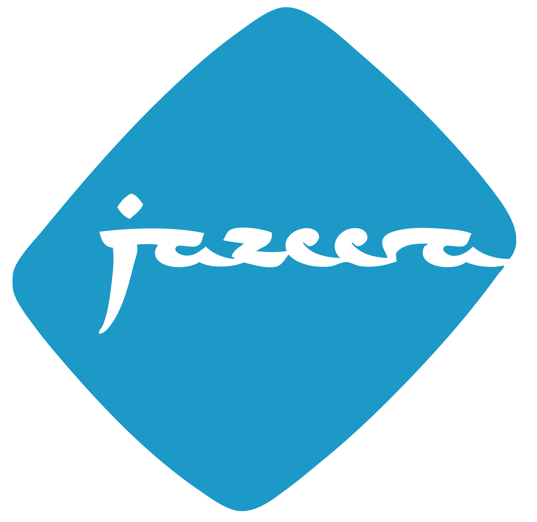 Jazzy logo in white on a blue diamond-shaped background.