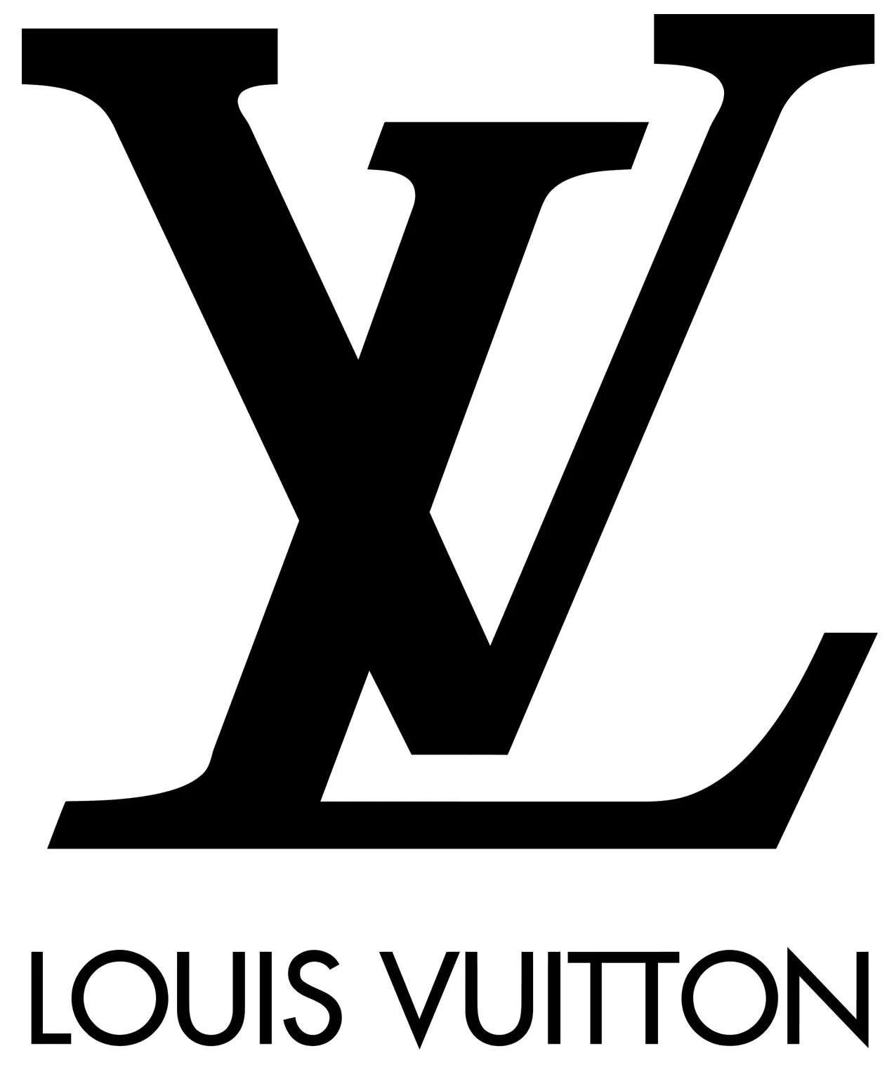 Black and white Louis Vuitton logo with interlocking LV initials and the text 'Louis Vuitton' below.