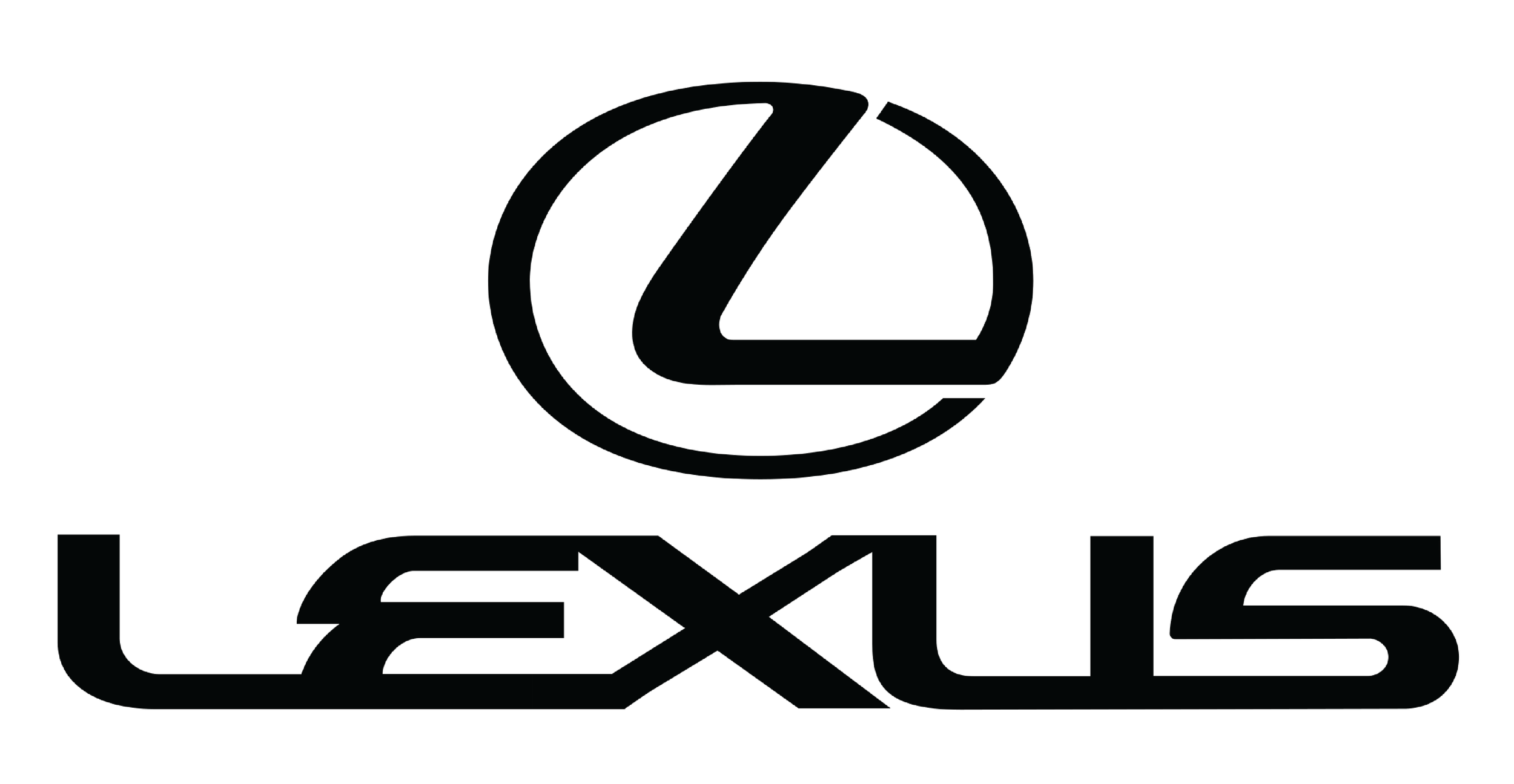Lexus logo in black and white, featuring the stylized letter L inside an oval above the word Lexus in uppercase, modern font.