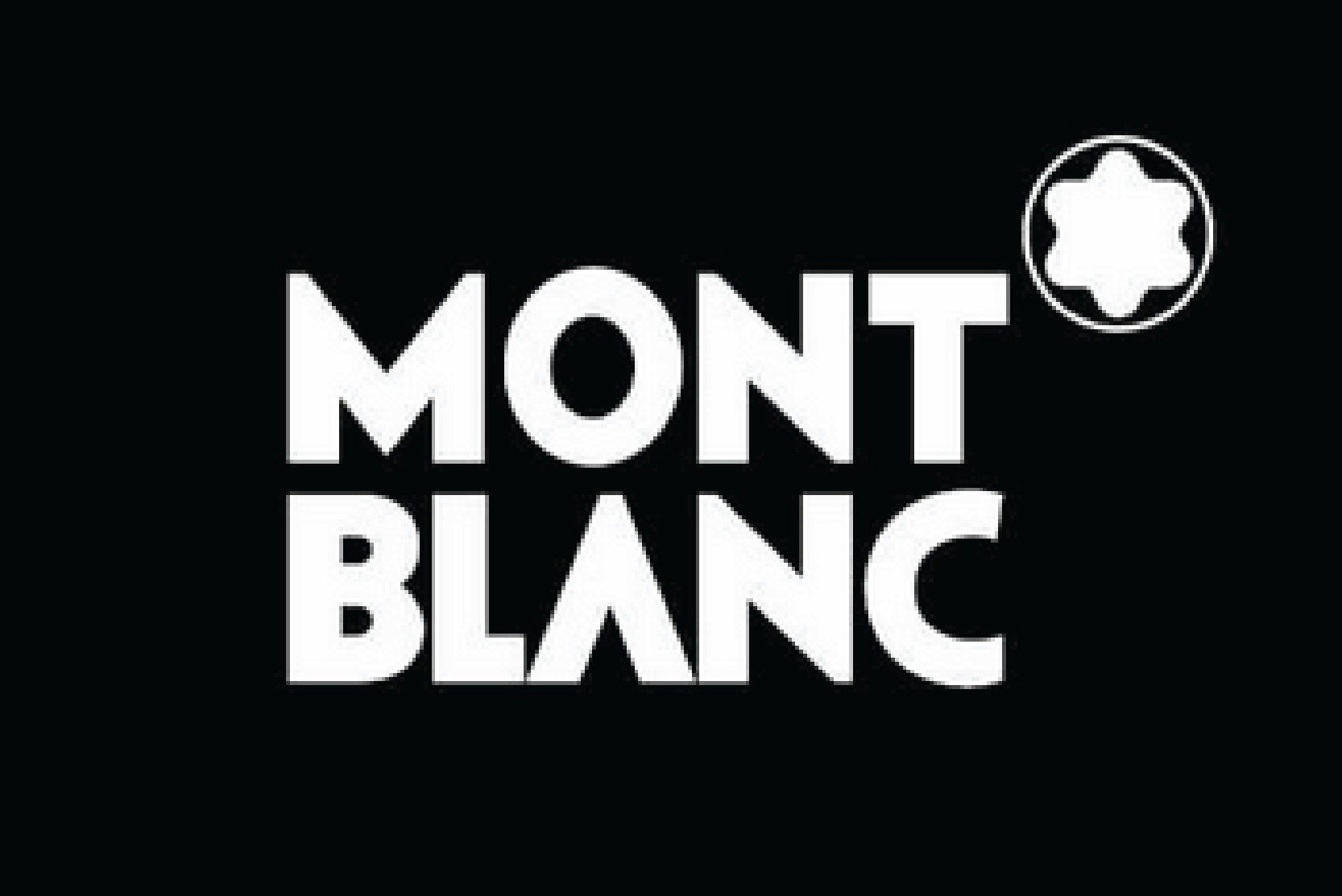 Mont Blanc logo in black and white with the text 'MONT BLANC' and an emblem resembling a six-pointed star in a circle.