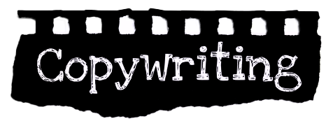 A black paper with torn edges displaying the word 'Copywriting' in white handwritten-style text.