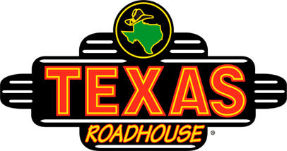 A logo featuring a yellow outline of the state of Texas inside a circle with a cowboy hat above it, and the words 'TEXAS ROADHOUSE' in bold red and orange text.
