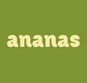Green background with the word 'ananas' in large, bold, cream-colored letters.