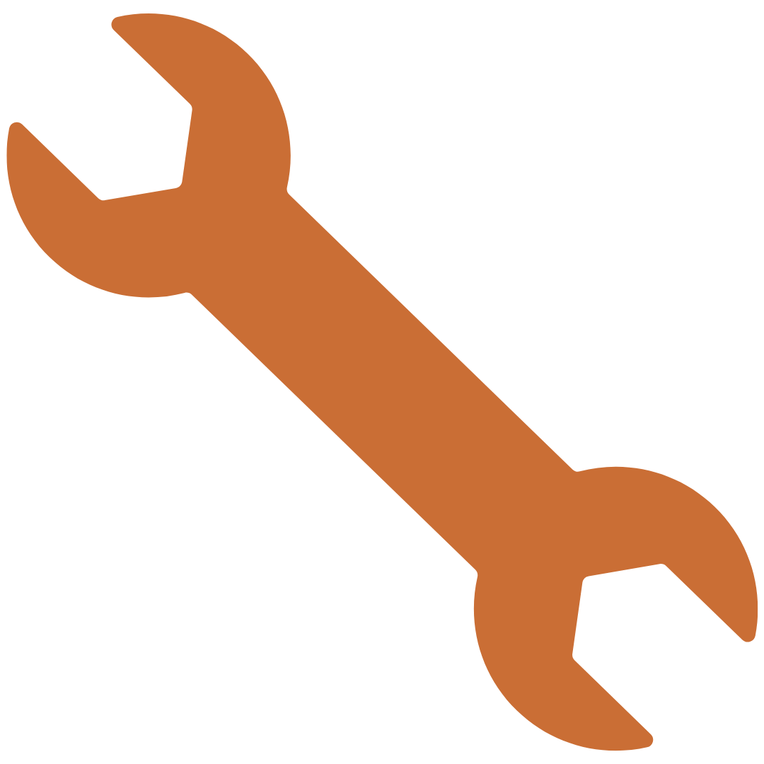Graphic of a brown wrench.