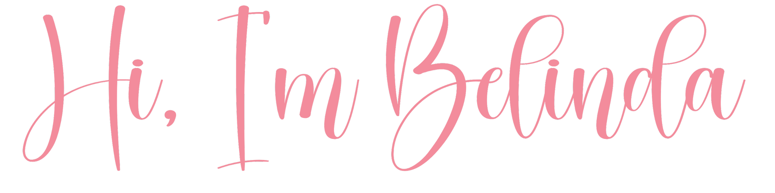 Pink text on black background says "Hi, I'm Bella" in cursive font.