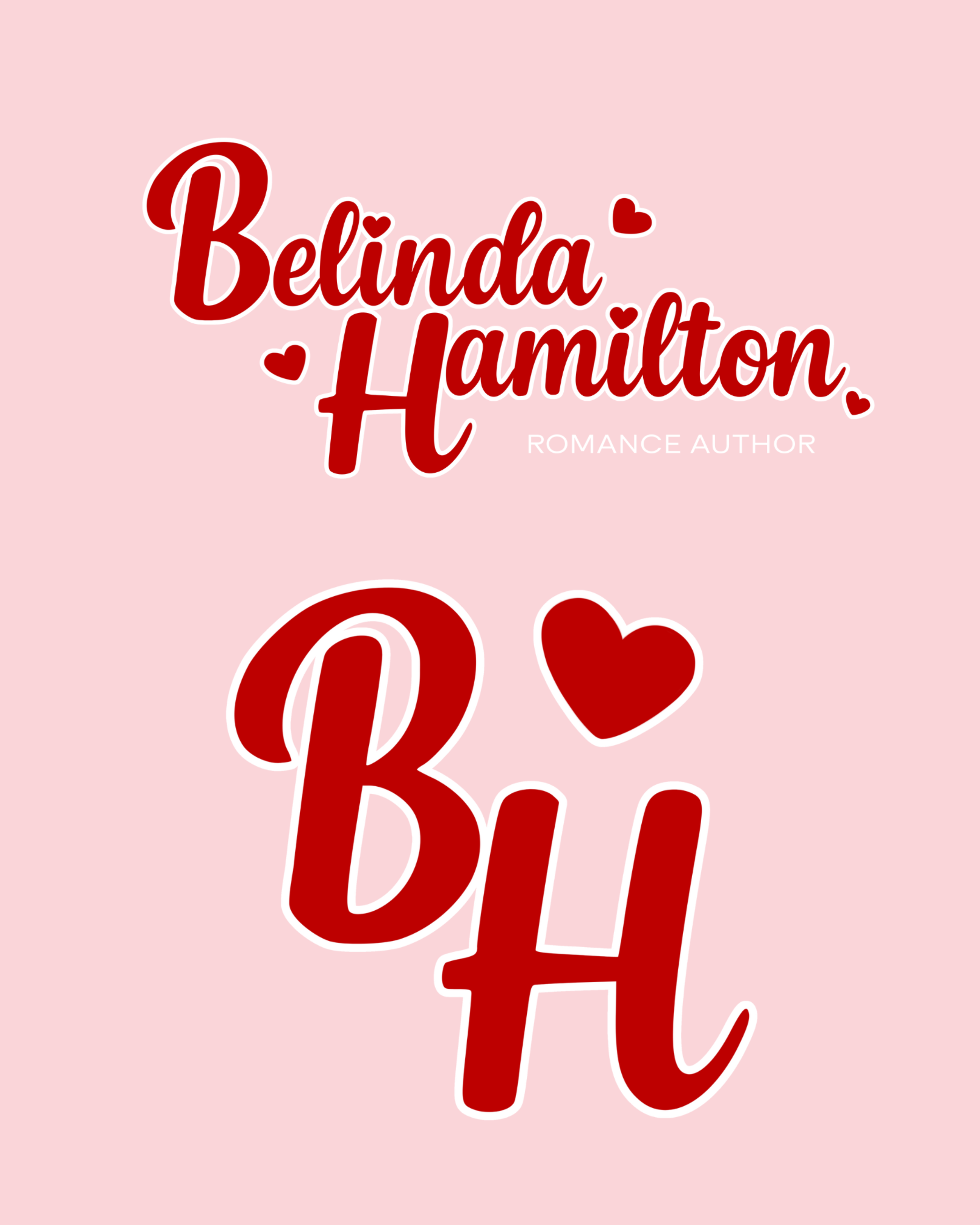 Book cover titled 'Big.' The author's name 'Belinda Hamilton' is displayed with smaller text reading 'ROMANCE AUTHOR.' The background is light pink with red, white, and pink hearts decorating the cover.