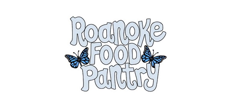 Logo for Roadside Food Pantry with blue butterflies on either side.