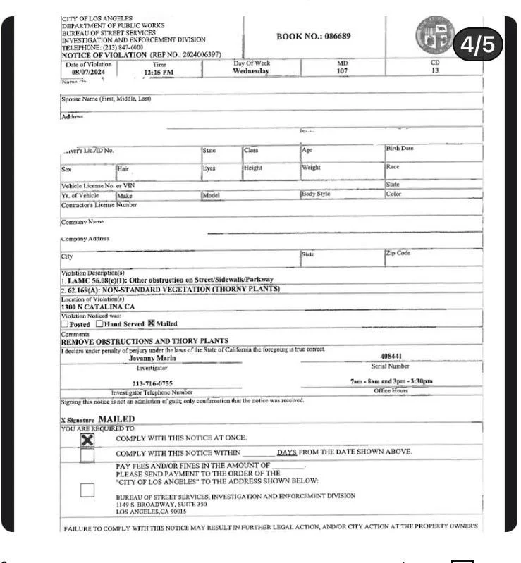 August 7, 2024 Los Angeles Department of Public Works orders removal of all barricades.