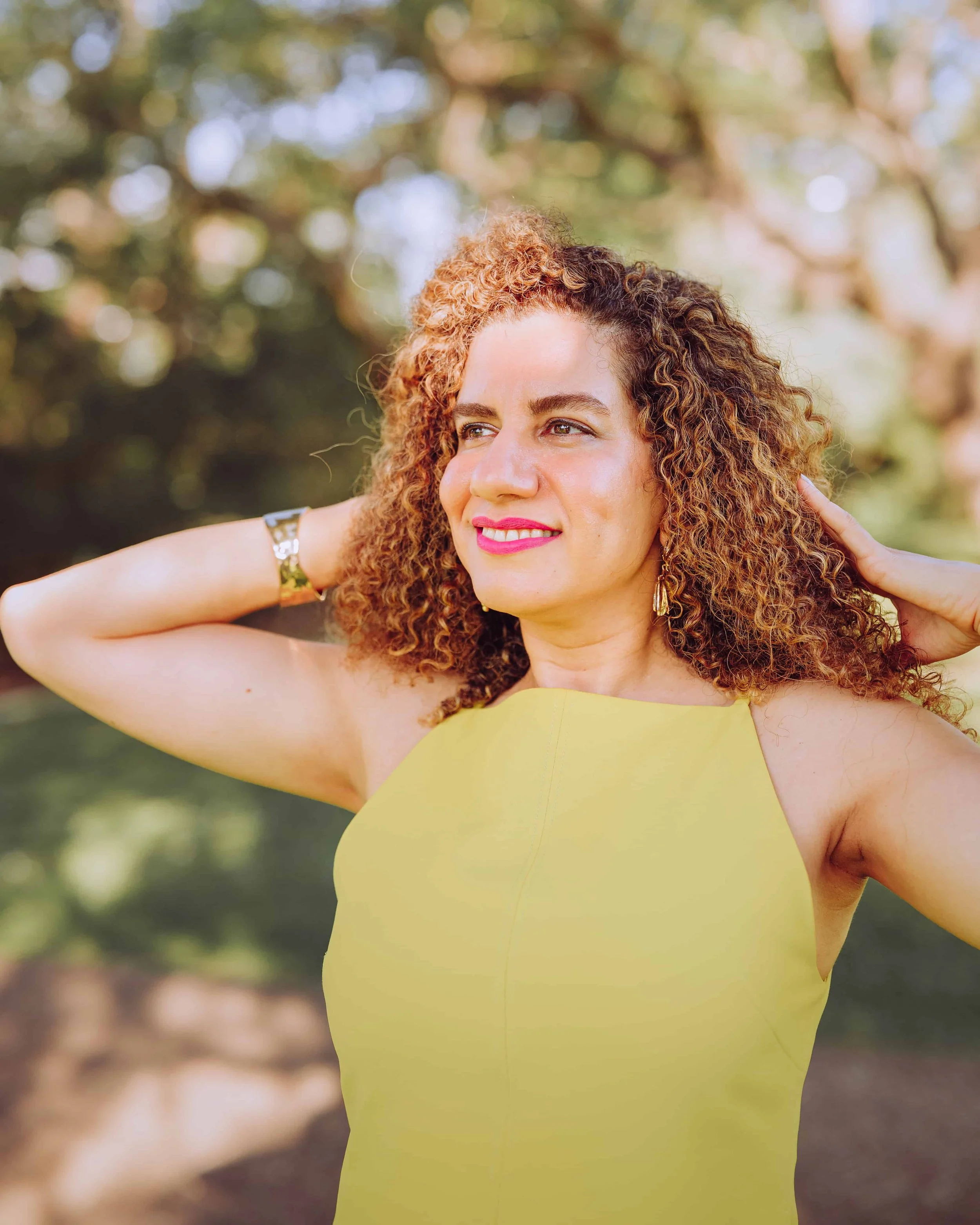 woman with green dress in brisbane