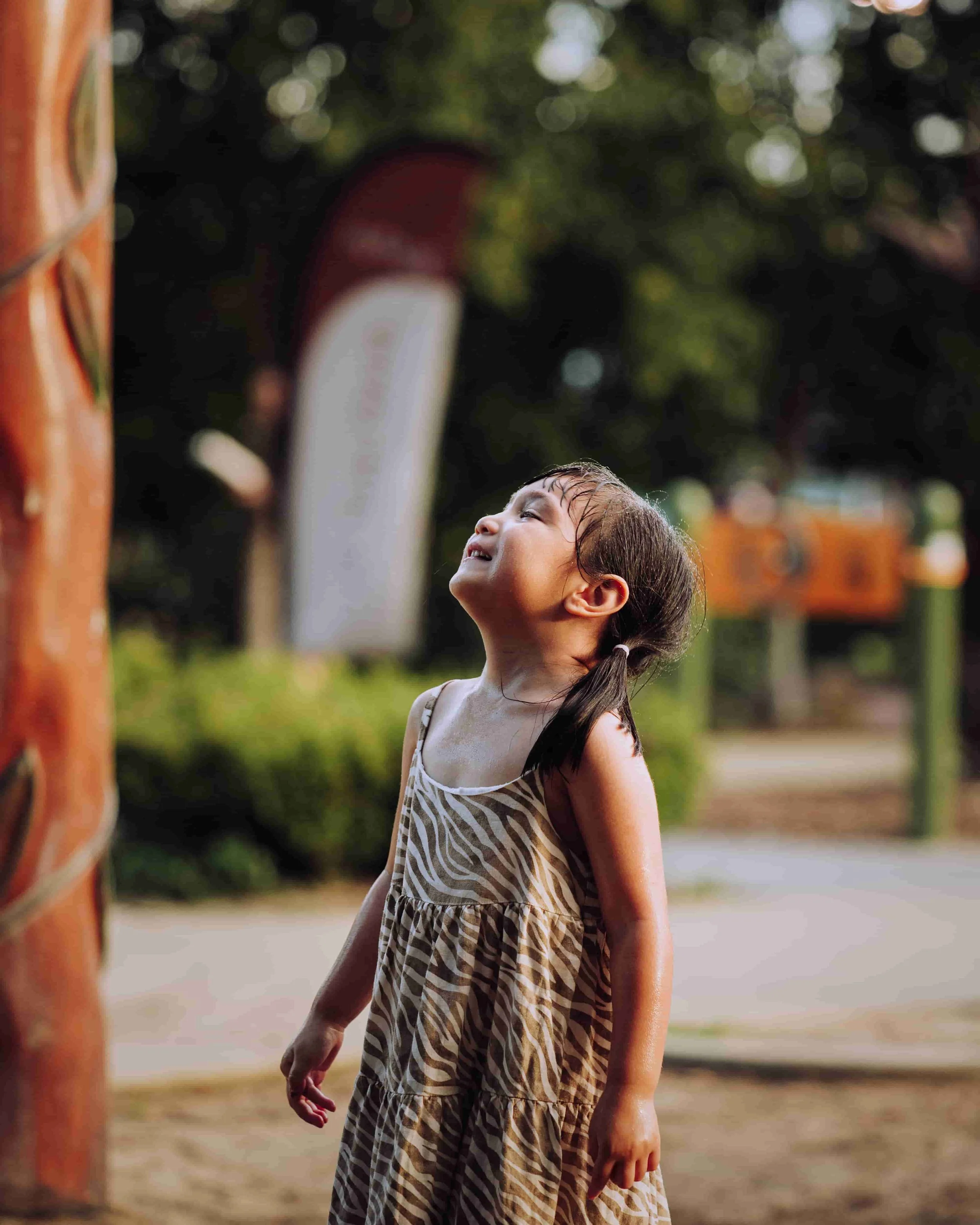 Little girl playing with water