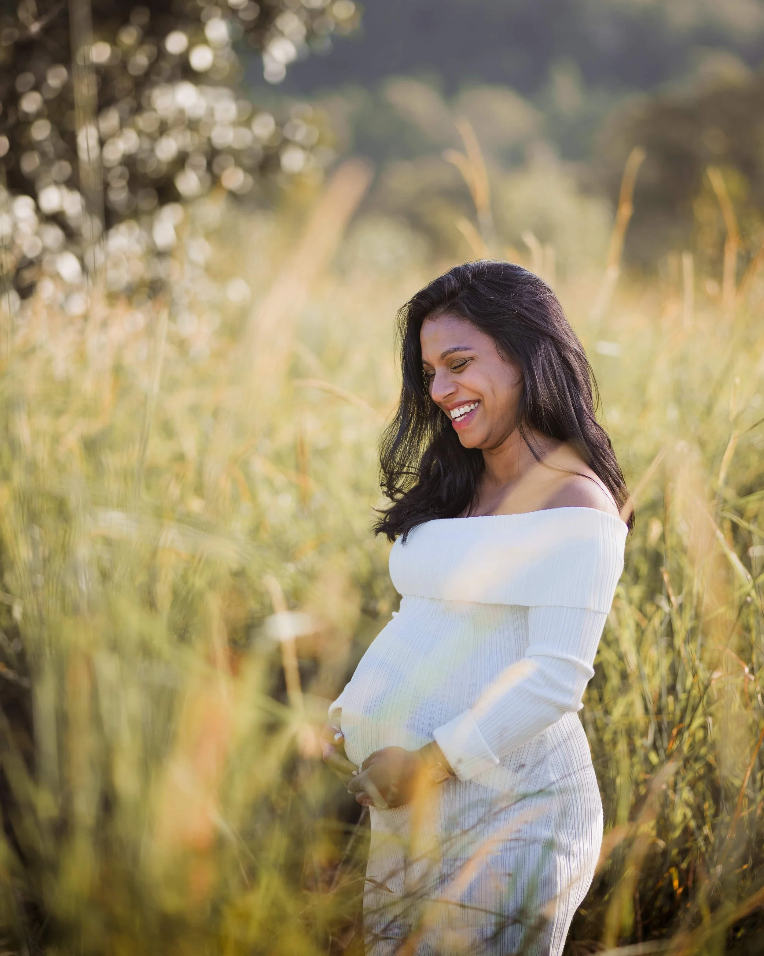 laughing pregnant woman