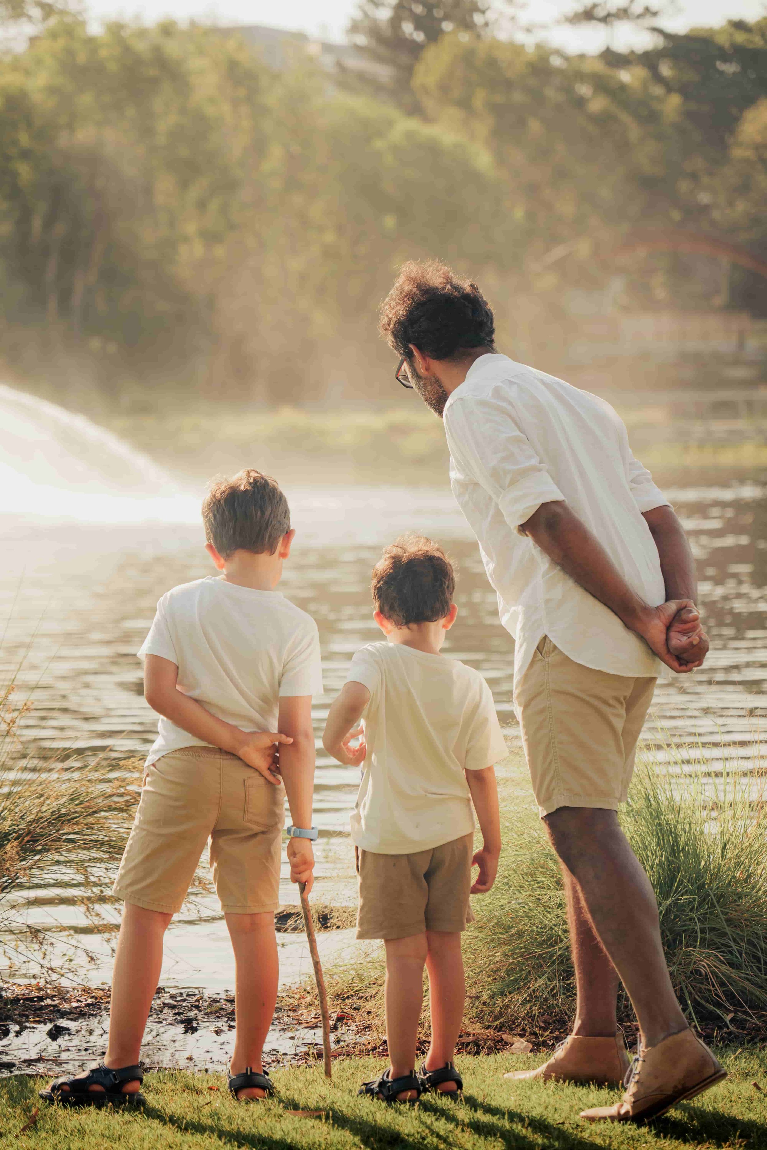 brothers and sons during sunset