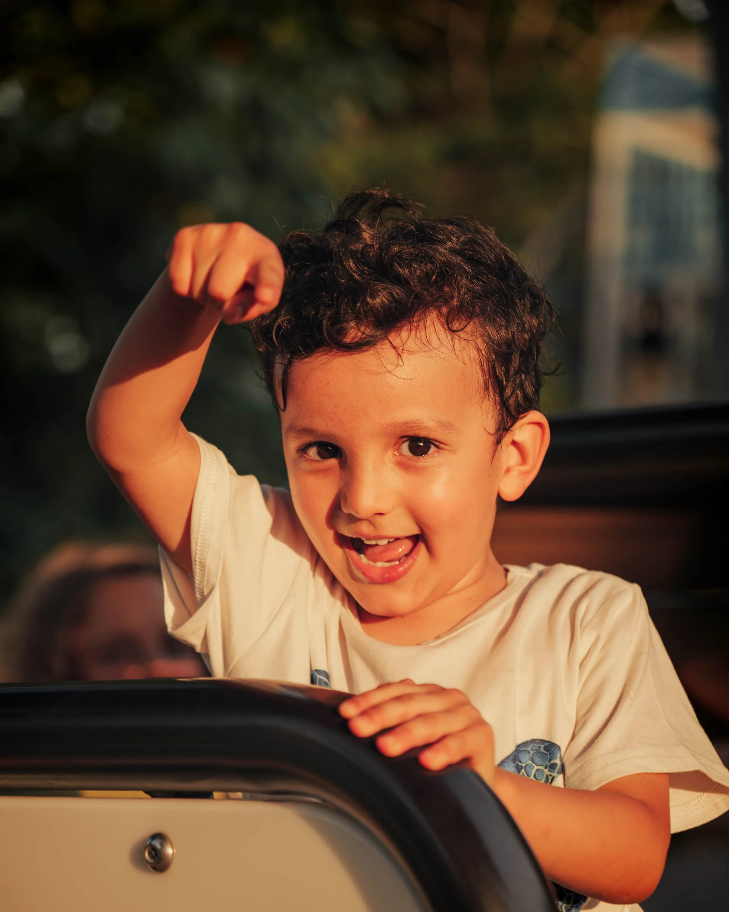 young boy during sunset photoshoot