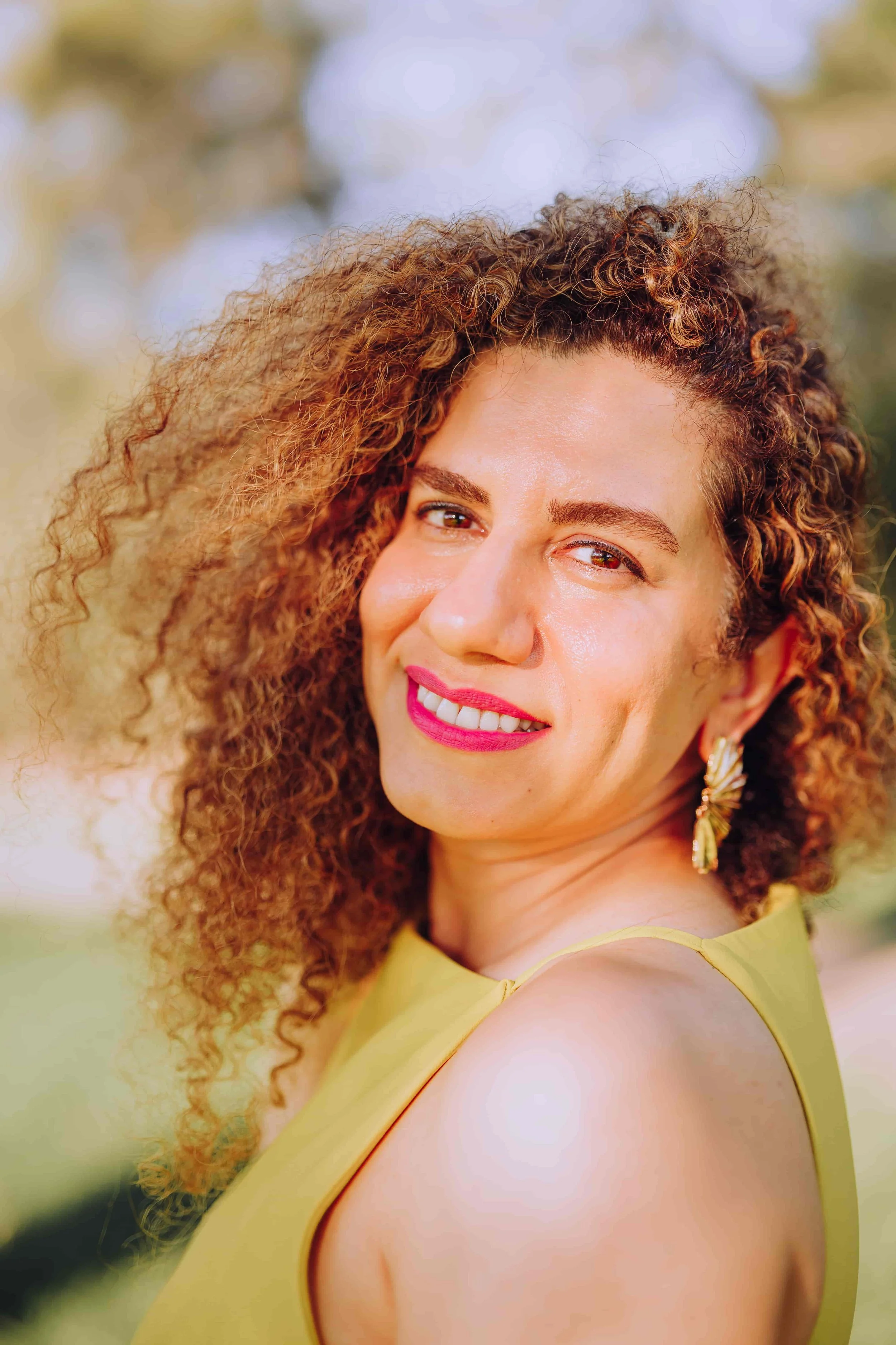 smilling woman during brisbane sunset
