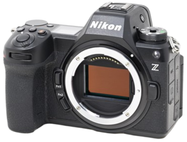 Nikon mirrorless digital camera body without lens.