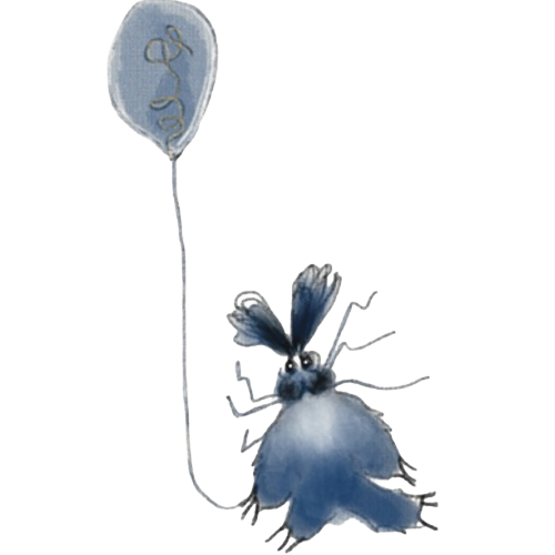 Un lapin bleu portant un ballon