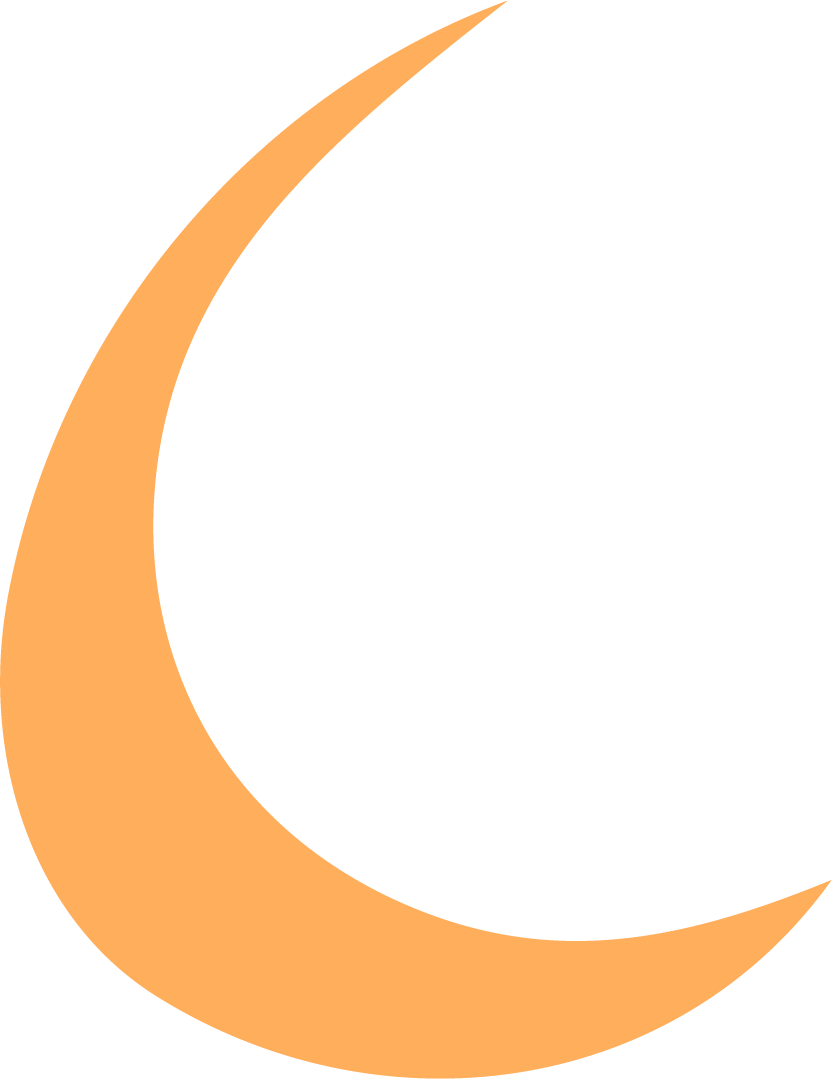 Une illustration simple d'une lune croissante de couleur orange