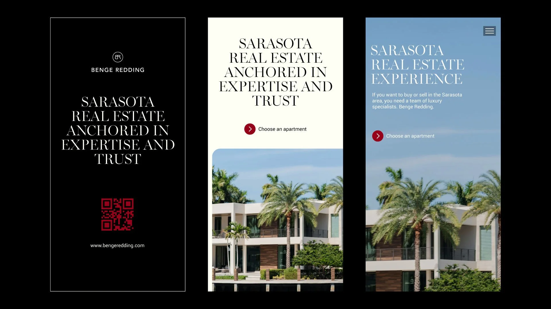 set of three mobile designed website lockups for benge redding