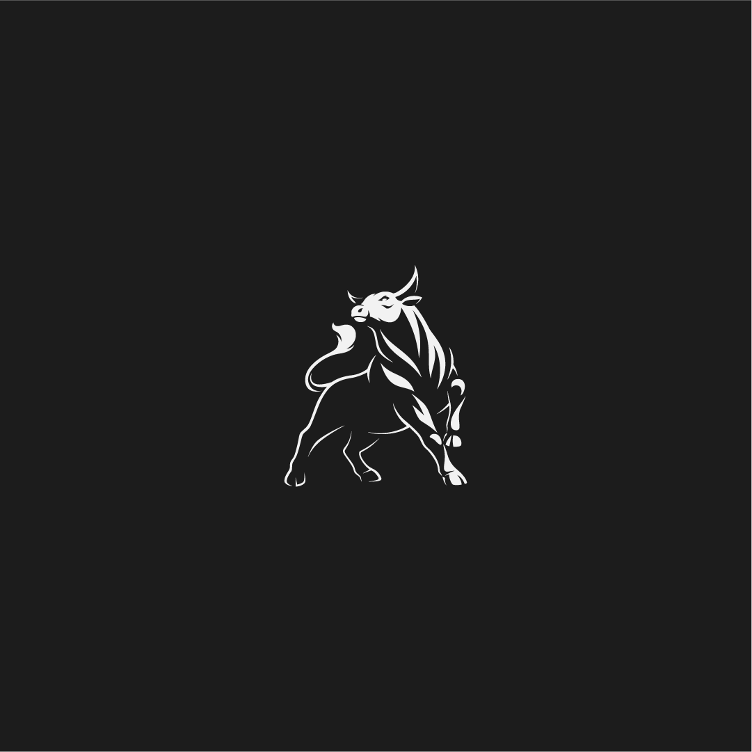 Custom bull logo mark designed as a bold animal brand symbol