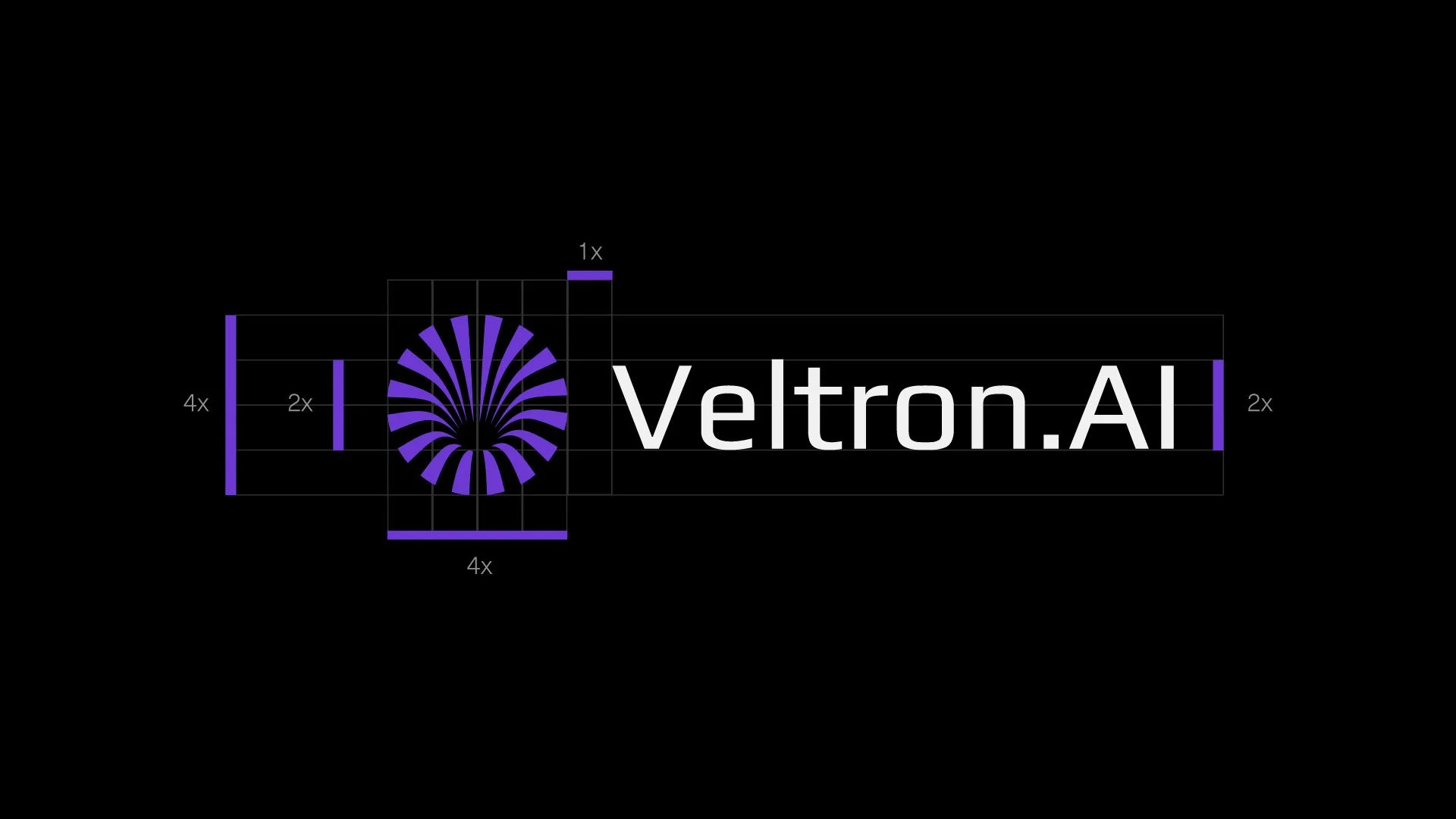 Logo for Veltron.AI featuring a purple circular swirl icon and the company name in white text on a black background.