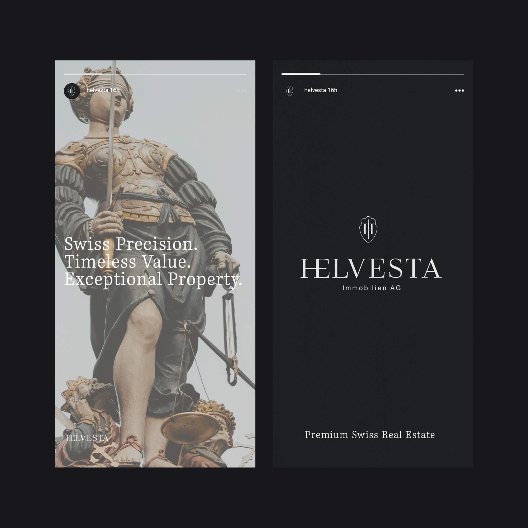 Helvesta Swiss real estate investment social media design
