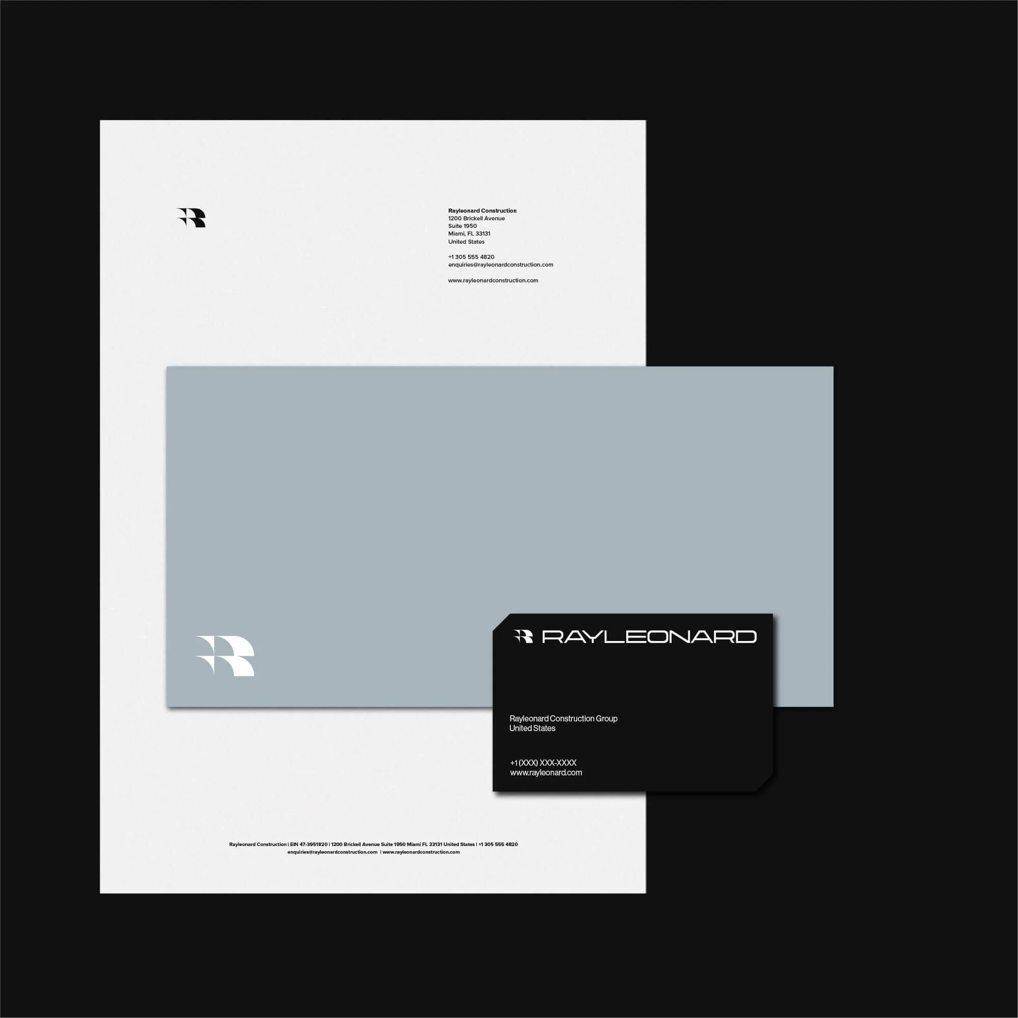 Ray Leonard construction stationery design