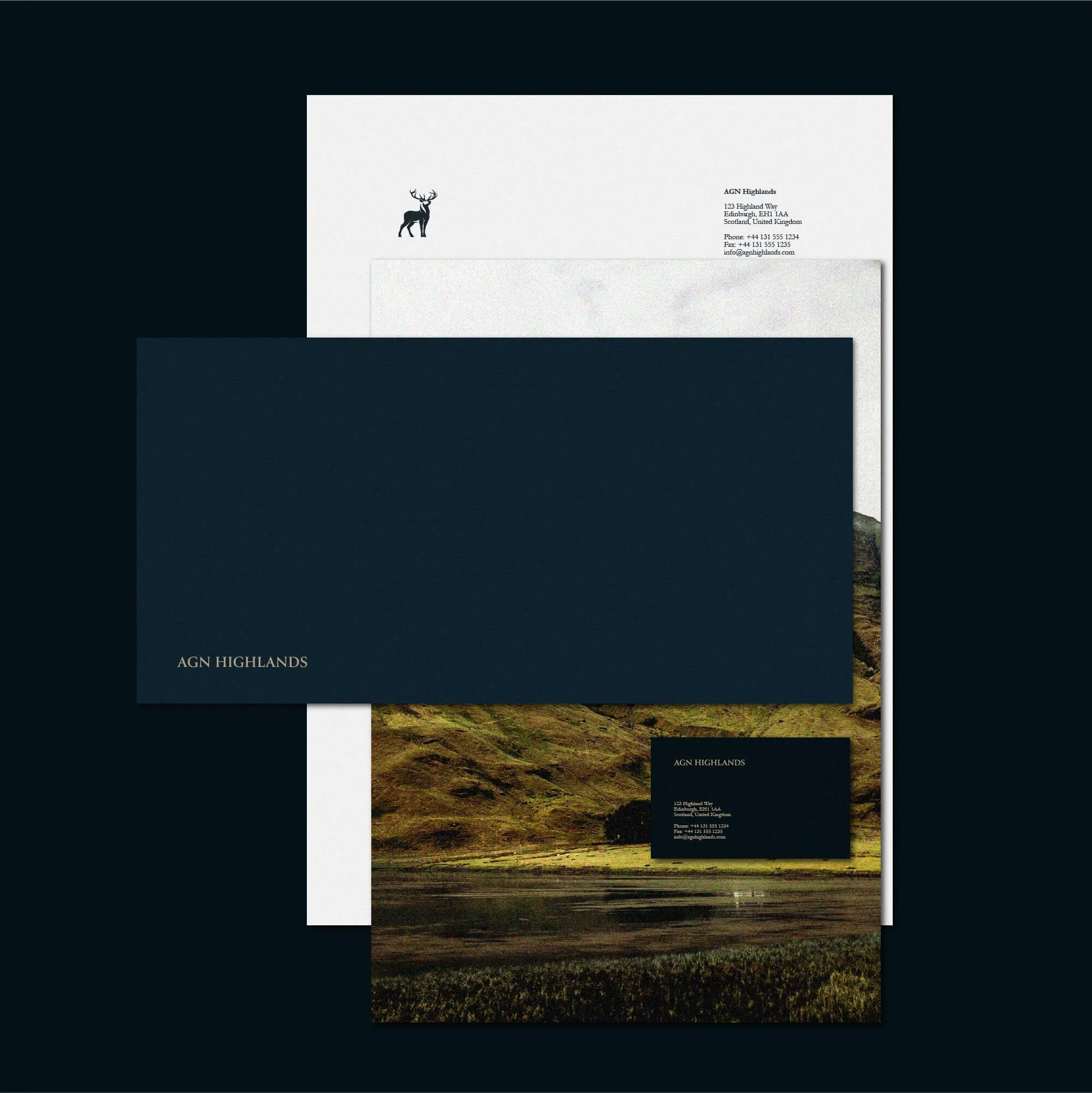 stationery design for accountancy brand agn highlands