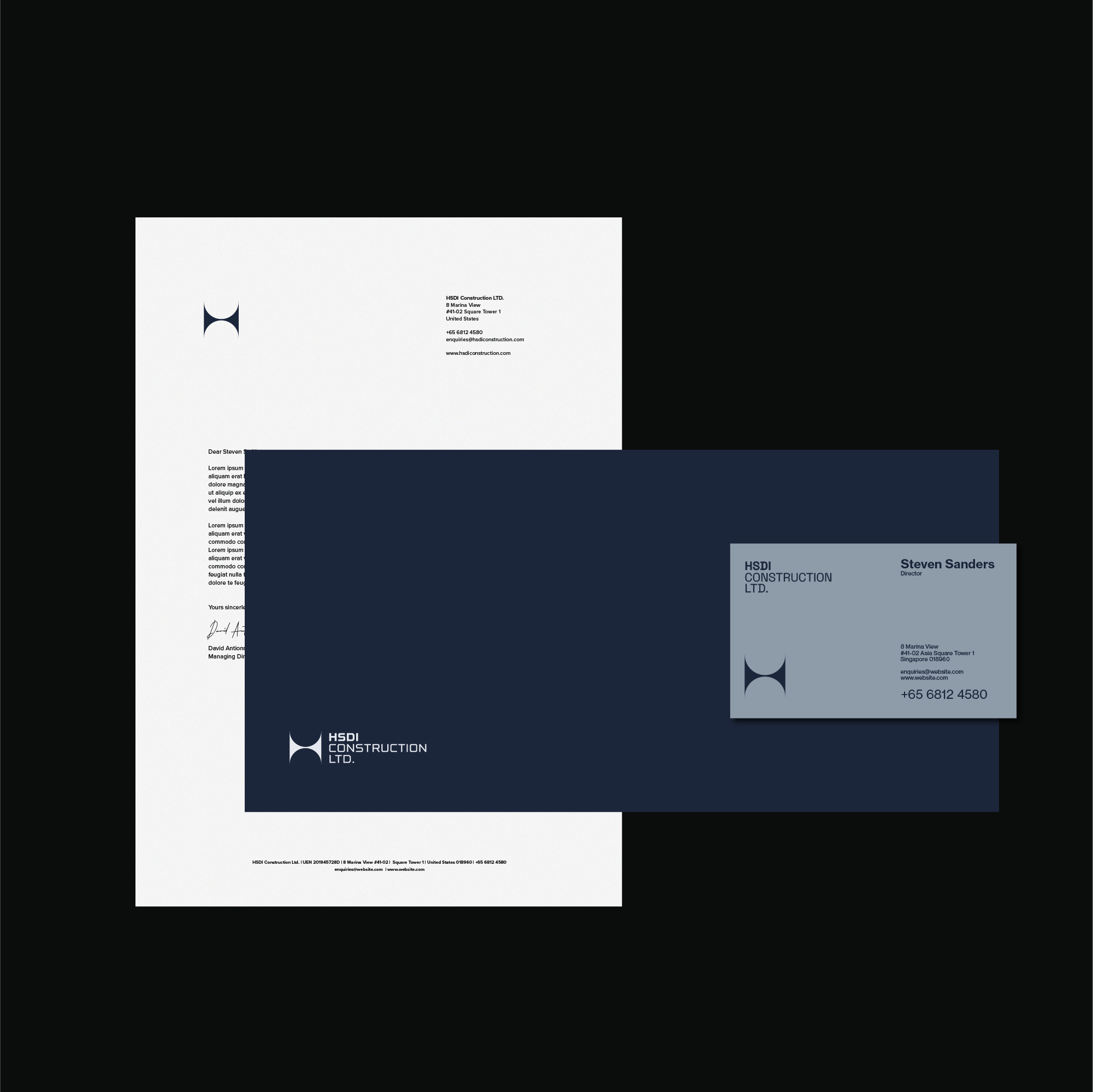 construction branding stationery set design