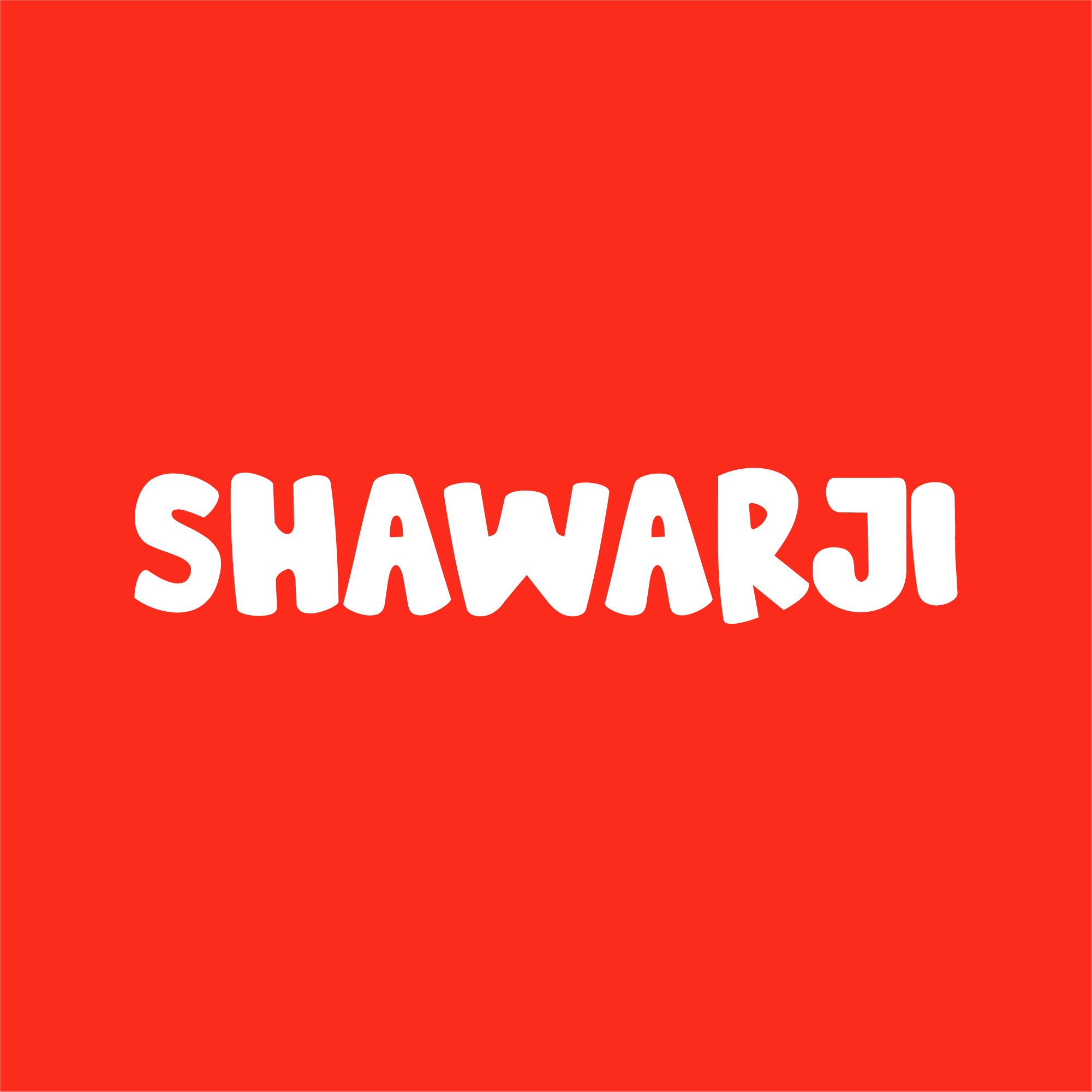 Red background with white text that says "SHAWARJI"